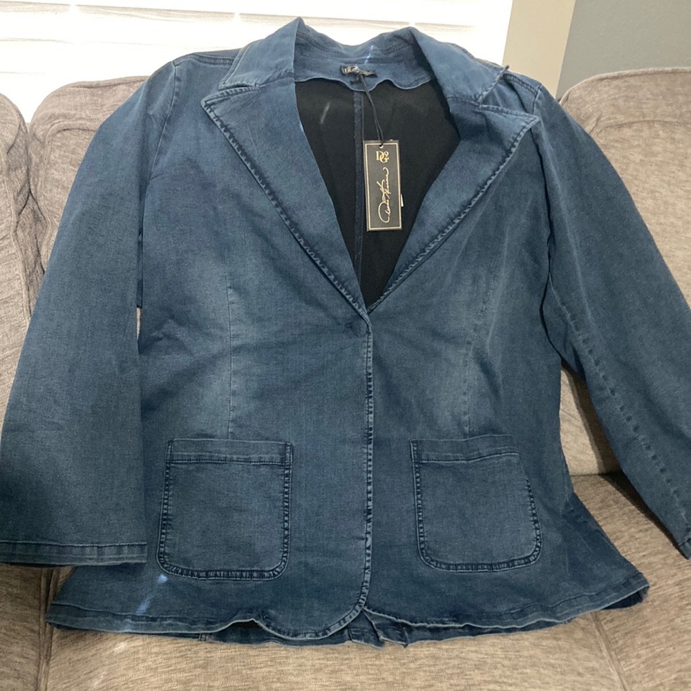 DG2 by Diane Gilman Blue Denim Blazer